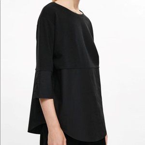 COS Blue Navy Casual Relaxed Sweatshirt W/ Shirt Hem Tunic Navy Blue Top‎ S